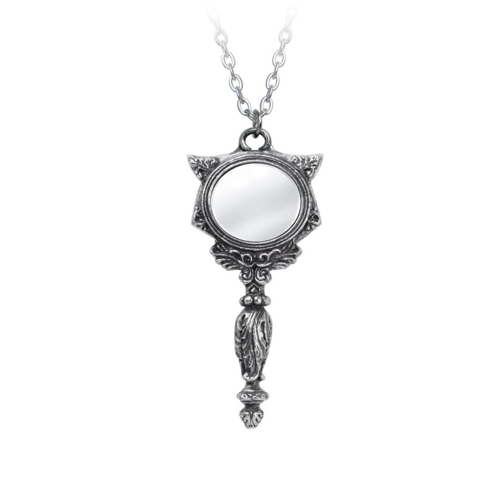 Alchemy Gothic Sacred Cat Vanitas Mirror Pendant NWT - Picture 3 of 3